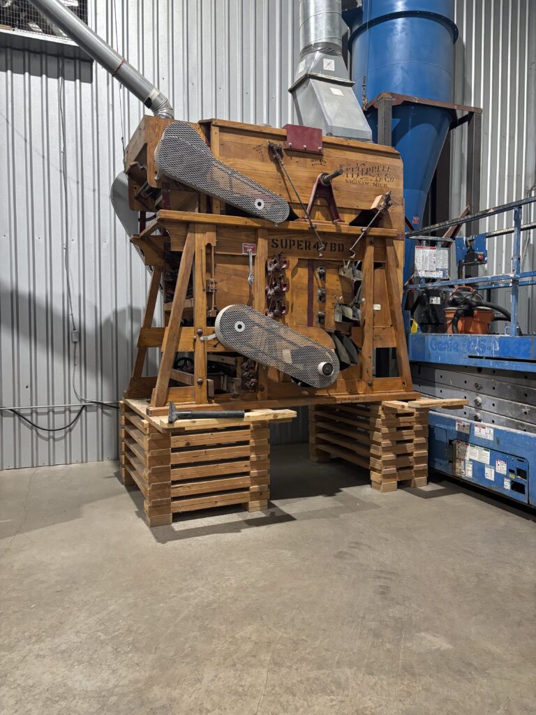 The seed cleaning machine at Barton Springs Mill