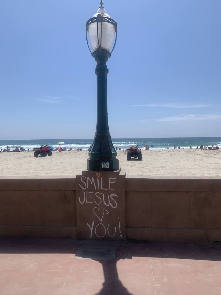 Jesus loves you sign on Mission Beach