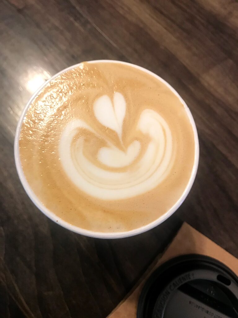 A Maple Ginger Latte with a tulip
