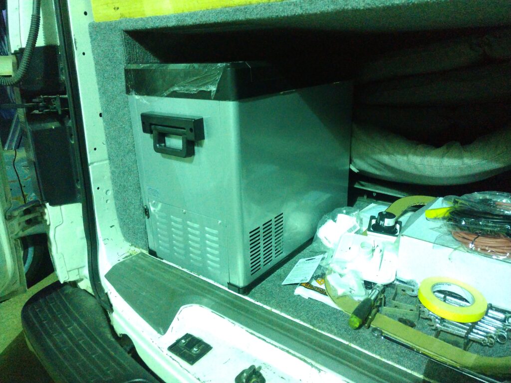 The fridge when it was first put in the back of our NV1500 Campervan