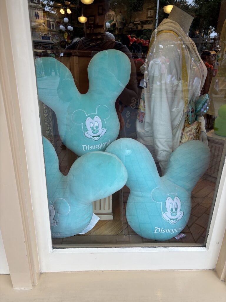 Three pillows in a window at Disneyland