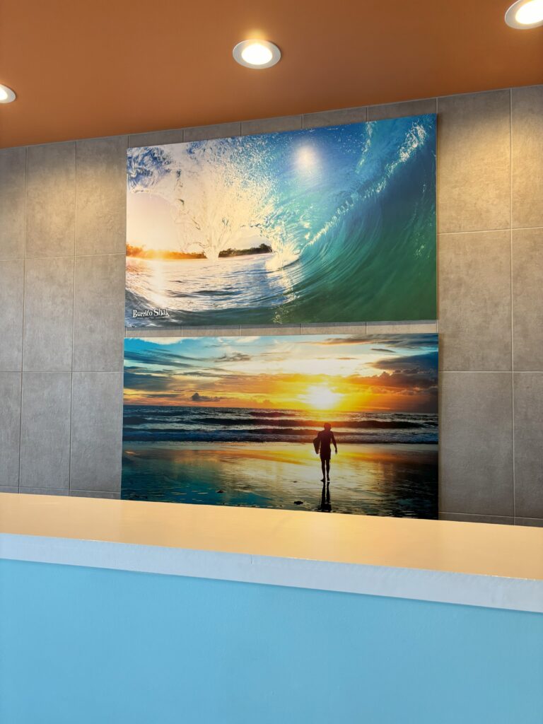 Two pictures of people on the beach