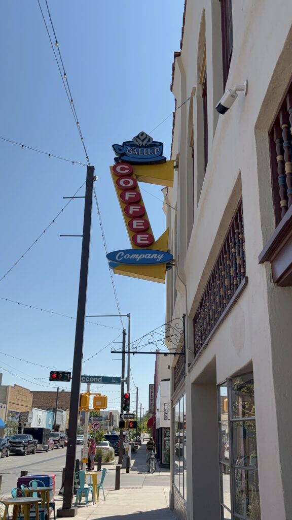 The Gallap Coffee Co sign from the outside
