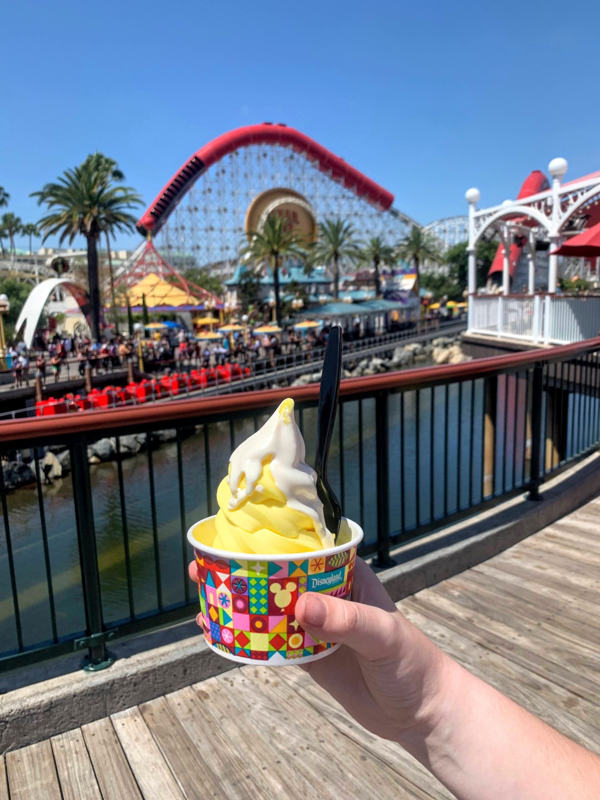A dole whip overlooking Pixar Pier Guide to Disney's California Advenure