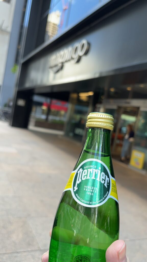Perrier water with AmazonGo in the background